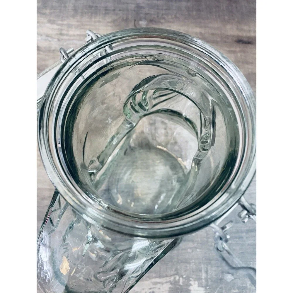 Vintage Large Carousel Rocking Horse Clear Thick Glass Canister Mason Jar Cookie